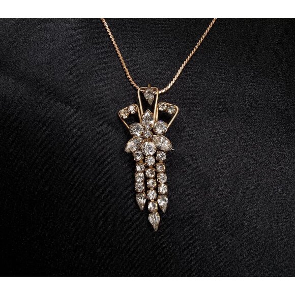 Vintage Star-Art 1/20 12 GF 1960s Necklace & Brooch Combo With Sparkling Rhinest - Picture 1 of 5